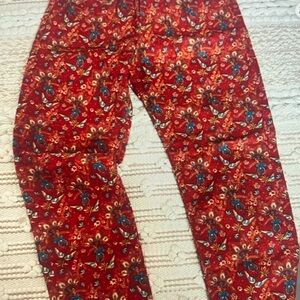 Red Floral Print Leggings